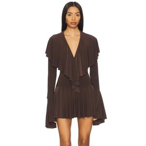 Norma Kamali x Revolve Deep V Ruffle Mini Dress